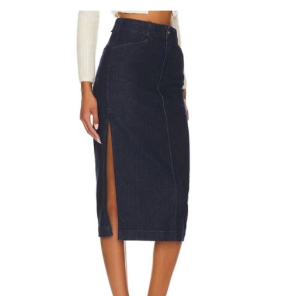 Favorite Daughter The Mischa Pencil Midi Denim Skirt in Flores Size 27